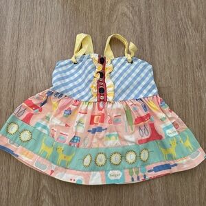 Matilda Jane Blue, Yellow & Peach Gingham Tank Top Dress